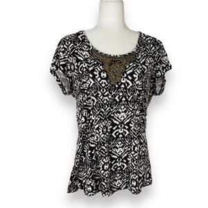VTG Y2k style & co embellished geometric print top XL